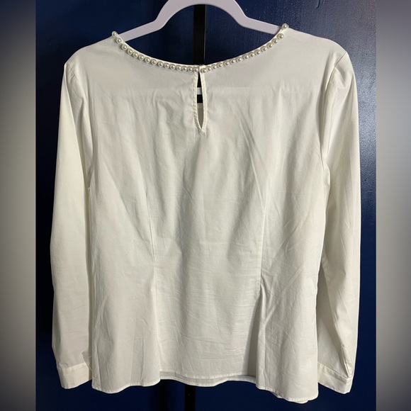 Talbots Pearl Collar Long Sleeve Blouse - Picture 3 of 3